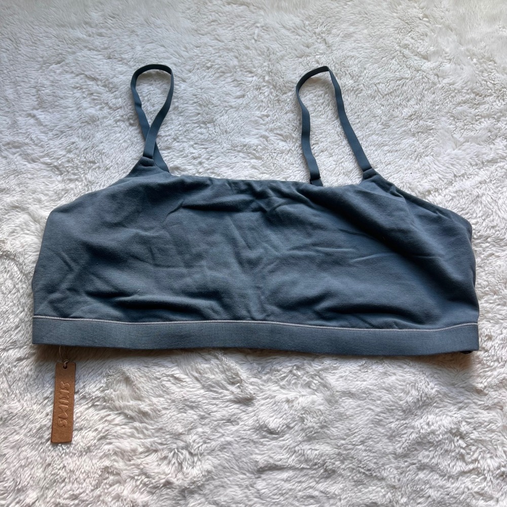 SKIMS Womens Cotton Jersey Scoop Bralette Kyanite Blue BR-SCN-0741 Size 4X NEW
